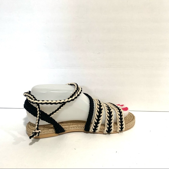 NWT Zara Rope Jute Flat Wrap Espadrille Sandal - Picture 3 of 12